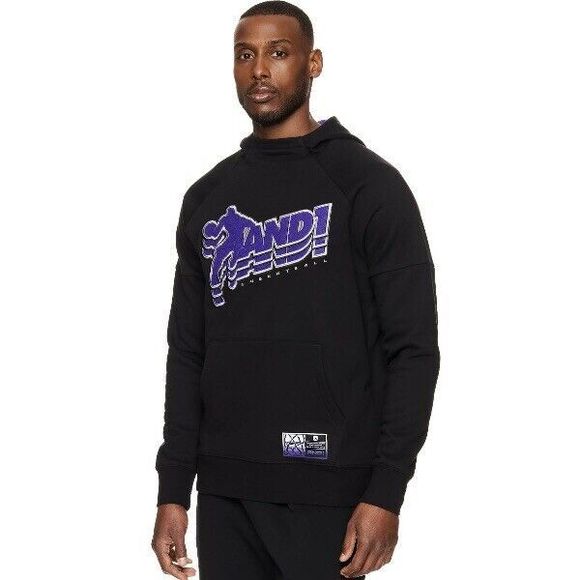 And1 Sweatshirt XL Extra Large Baseline Black Purple Basketball Hoodie Pullover - Picture 5 of 5